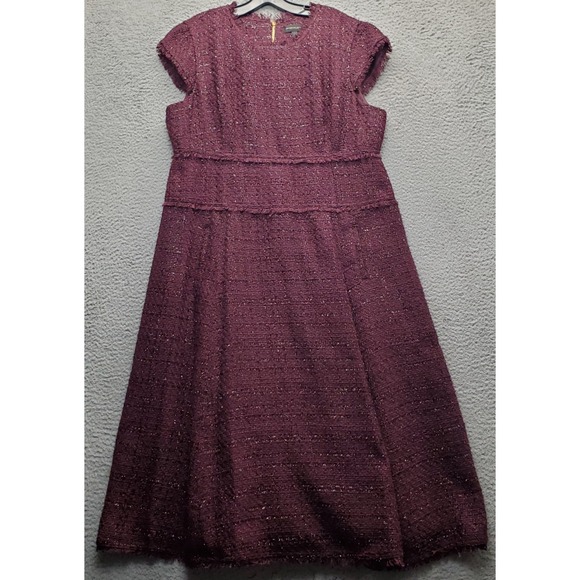 Donna Karan Dresses & Skirts - Donna Karan New York A-Line Dress Womens 16 Red Metallic Tweed Lined Back Zip